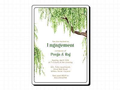 Engagement Invitations design digital invitation engagement graphic design illustration invitation tree watercolor