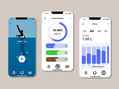 Drinking Water Reminder App app design graphic design illustration logo typography ui ux vector