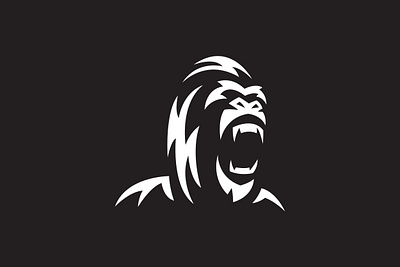 Roaring Ape Logo anger angry animal ape black branding design exclusive face front gorilla head illustration logo mad monkey roar silhouette stylized white