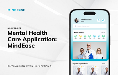MINI PROJECT : MENTAL HEALTH CARE APP : MindEase app branding graphic design logo mental health study case ui ui design ux