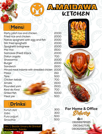 Flyer Design for A.Maidawa Kitchen advert africa branding food graphic design kitchen flyer logo nigeria social media