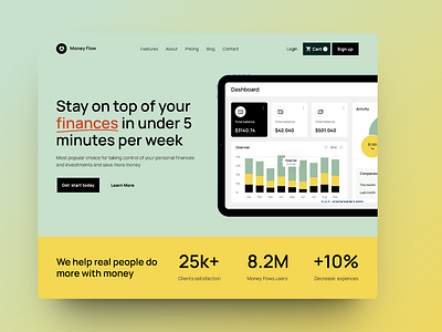"Money Flow Finances Agency" landing page for their website. graphic design ui uiux design user interface ux vector
