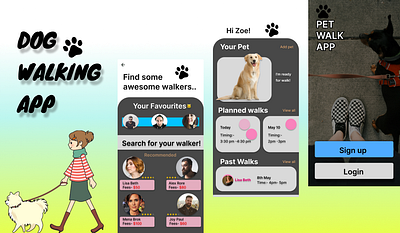 Dog Walking App animation app dogapp figma mockup ui ux