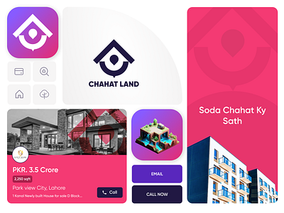 Property Selling App 3d appdesign branding figma graphic design illustration land mobile mobile app pink purple real estate ui ui ux uxui webdesign
