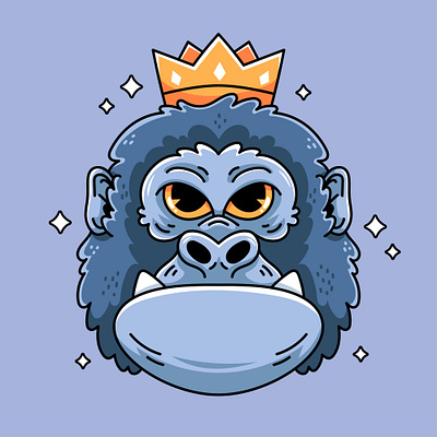 King Kong animal cartoon character colorful crown cute design drawn graphic design head illustration kingkong vector