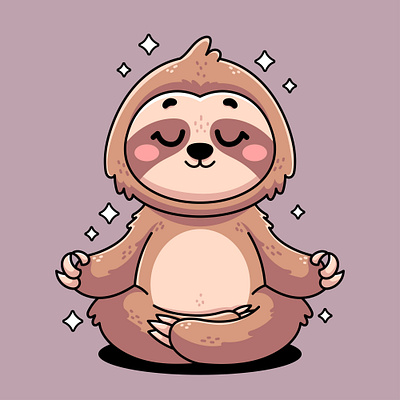 Relaxed Sloth animal cartoon character colorful cute design graphic design illustration relaxe sloth yoga