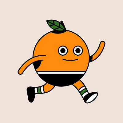 Tangerine Mascot branding character design digital fun icon illustration indonesia logo mascot minimal orange run running shoe sport tangerine vector