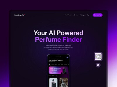 App Landing Page - Scentropolis AI - Your Perfume Finder bento bento grid landing page perfume ui ux website