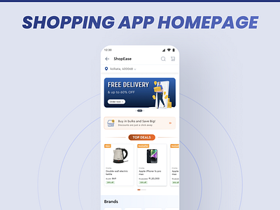 Shopping Mobile App Homepage bannerdesign bulkbuyentry cleanui dashboard ecommerce elegantdesign homepagedesign mobileappdesign shopping topdeals ui