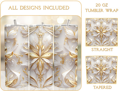 Luxury Floral 20 Oz Tumbler Wrap Sublimation Design printable tumbler wrap design skinny tumbler wrap
