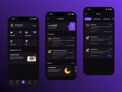 Fintech Challenges banking dark darkmode design desingthinking figma fintech gamification mobileapp productdesign ui ux