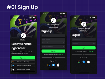 Daily UI Day #01- Sign Up page app apple design branding daily ui design graphic design illustration ios design log in logo mock up music app neopop product screen sign up signup ui ux visual
