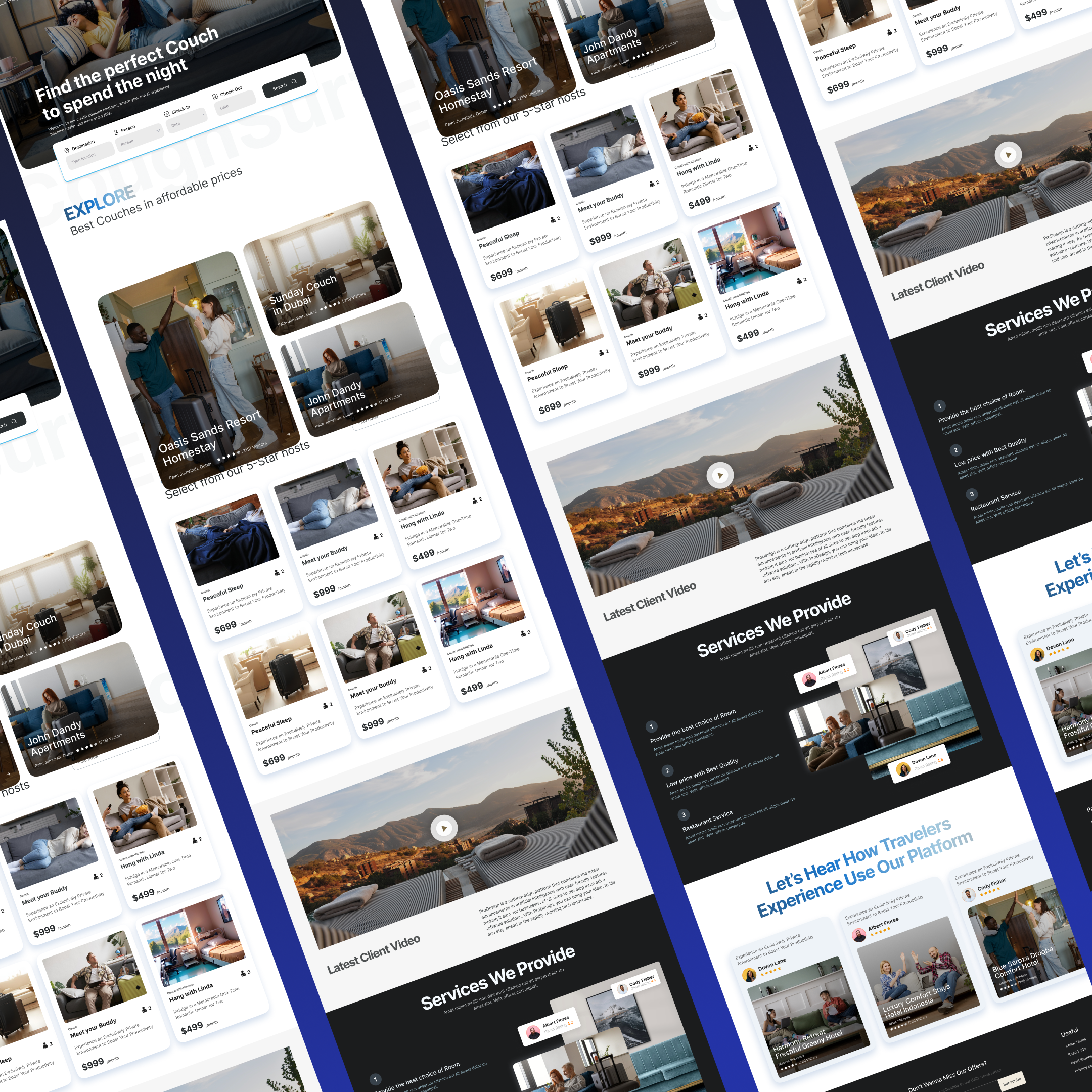 Couch Surfing Travel Booking Web Design booking couch surfing landing page startup travel travel app web design website