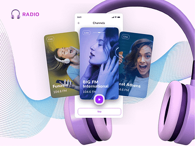 Mobile - Radio App Snippets 3d branding graphic design logo motion graphics ui