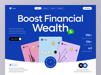 Fioner - Finance Website | Header Exploration banking colorful web finance finance header financial fintech header landing page saas transfer web web design web3