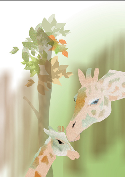 Giraffe (illustration design) book cover forest illustration kids story book