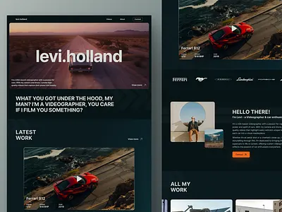 Landing page for a car videographer automotivedesign calltoaction carculture carphotography cinematic creativeweb darktheme landingpagedesign modernweb uiinspiration uxdesign videography