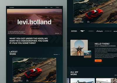 Landing page for a car videographer automotivedesign calltoaction carculture carphotography cinematic creativeweb darktheme landingpagedesign modernweb uiinspiration uxdesign videography