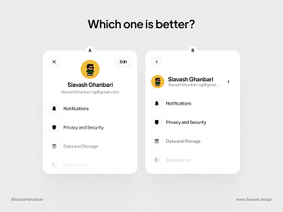 Which one is better? (Profile) application icon menu navigation profile ui ui design ui tips ux design