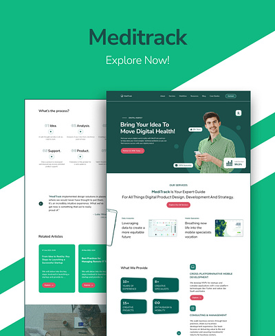 Meditrack | Mobile App Health Development app branding design inspiration landing page mobile saas track ui ux