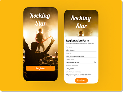 Contest Registration Form app branding concert dailyui registration signup