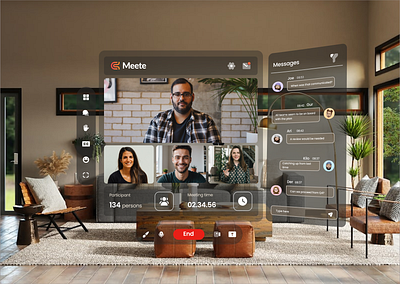 Meete - Vision Pro Video Conferencing product design ui uiux visionpro