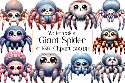 Watercolor Giant Spider Sublimation copy space