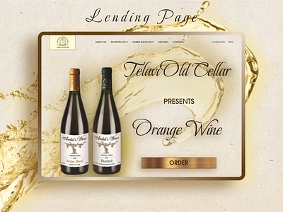 Landing page for Telavi old cellar bottle georgia graphic design lending orange wine white wine wine