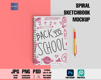 Spiral Sketchbook mockup, sketchbook mockup, notebook mockup school design mockup