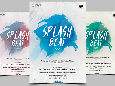 Splash Beat - PSD Flyer event flyer flyer template minimal flyer party flyer psd psd flyer psd flyers splash white flyer white flyer template white party flyer