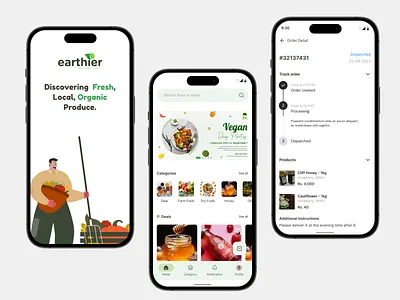 Earthier - Rooted in Nature, Sourced Locally android app ecommerce figma food ios mobile organic store ui