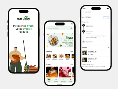 Earthier - Rooted in Nature, Sourced Locally android app ecommerce figma food ios mobile organic store ui