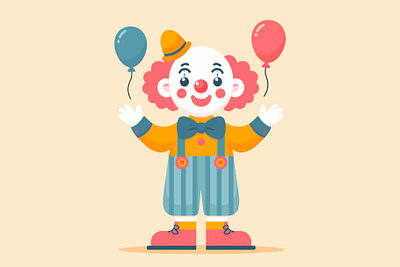 Clown with balloons balloons carnaval cartoon celebration circus colwn flat holiday illustration party vector
