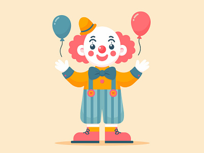 Clown with balloons balloons carnaval cartoon celebration circus colwn flat holiday illustration party vector