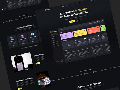 Writer.ai Dashbaord-SAAS Website Design ai ai powered copywriting dashboard marketing saas uiux user interface web design website