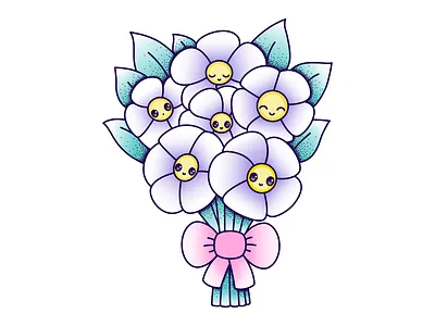 Happy Mother’s Day cute flowers illustration kawaii vector