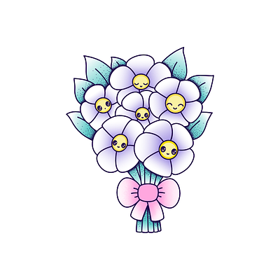 Happy Mother’s Day cute flowers illustration kawaii vector