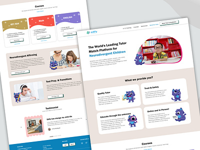 Children's Online Course Landing Page autism children website course edify figma k 12 tutoring landing page layout design neurodiversetutoring neurodiversity neurodiversityeducation online learning playful redesign specialeducation ui design uxui designer website webui