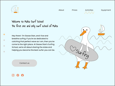 Goose Stan conquers waves adobe illustrator adobe photoshop branding corporate style figma graphic design illustration illustrationdesign landing page logo surfing ui ux webdesign