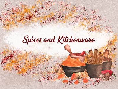 Watercolor Spices & Kitchen illustrations clipart design graphic design illustration kitchen spices watercolor