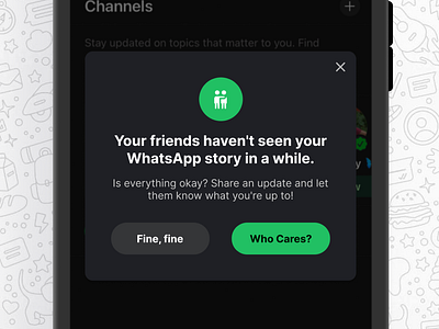 Pop-up from WhatsApp if you haven't posted in a long time. design designers figma ideas inspiration iphone popup ui uiux whatsapp
