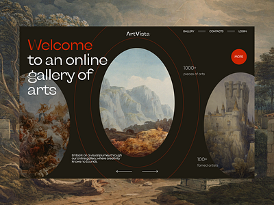 Hero Page for an online gallery art branding design hero page ui ux web design website