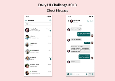 Direct Message (Daily Ui Challenge #013) app design daily ui dailyui design direct message figma ui ui challenge ui design uiux user interface user interface design ux