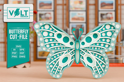 Butterfly 3D SVG Multilayered Papercut 3d butterfly craft creative cutout decoration diy handmade insect nature paper art papercraft printable svg template