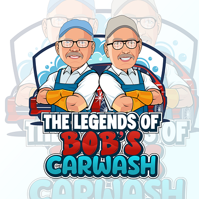 CAR WASH CARTOON MASCOT LOGO business logo caricature cartoon avatar cartoon character cartoon logo carwash logo design illustration itunes podcast logo mascot logo