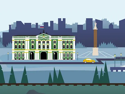 Sights of St. Petersburg for the AUCHANRUSSIA concept 2d flat illustration st. petersburg vector