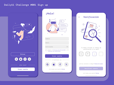 Sign up / Pagina de registro app app design crear cuenta dailyui dailyui001 dailyuichallenge graphic design new acount registro sign up ui ui ux web design