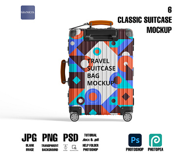 Travel Suitcase Bag Mockup, Rimowa suitcase mockup suitcase with stickers mockup