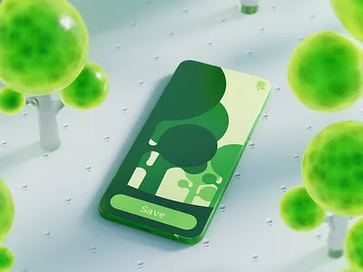 Save the forest 3d art c4 cinema 4d colorful forest glass green illustration light mobile phone shadow trees ui white yellow