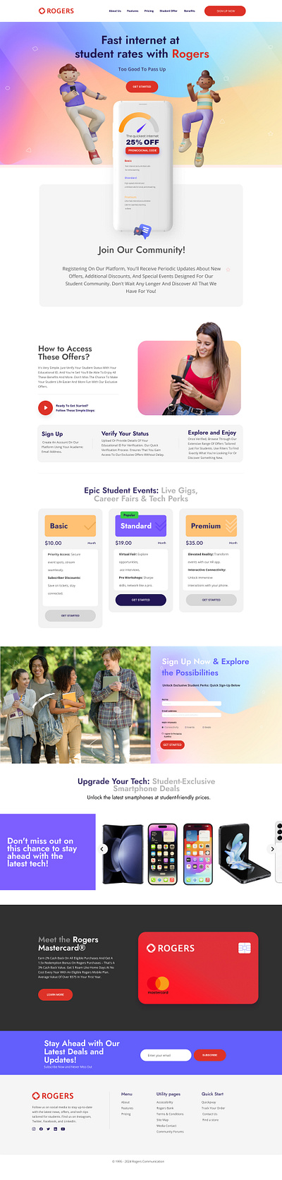 Rogers Student Internet Landing Page graphic design ui ux